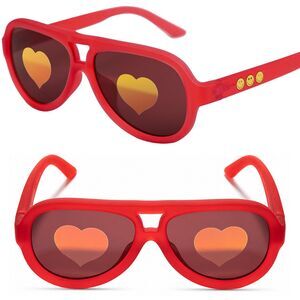 Kids Red Pilot Polarized Sunglasses Heart Lenses Flexible G850 Frame